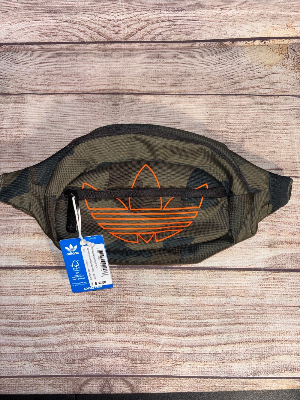 Adidas Camo Green Waist Bag with Orange Trefoil